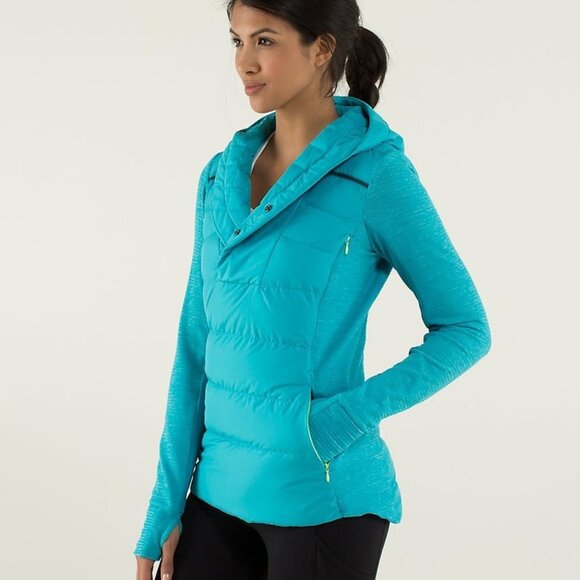 Lululemon Women's Blue Fluff Off Padded Hooded Puffer Jacket Size 6 - Picture 1 of 7